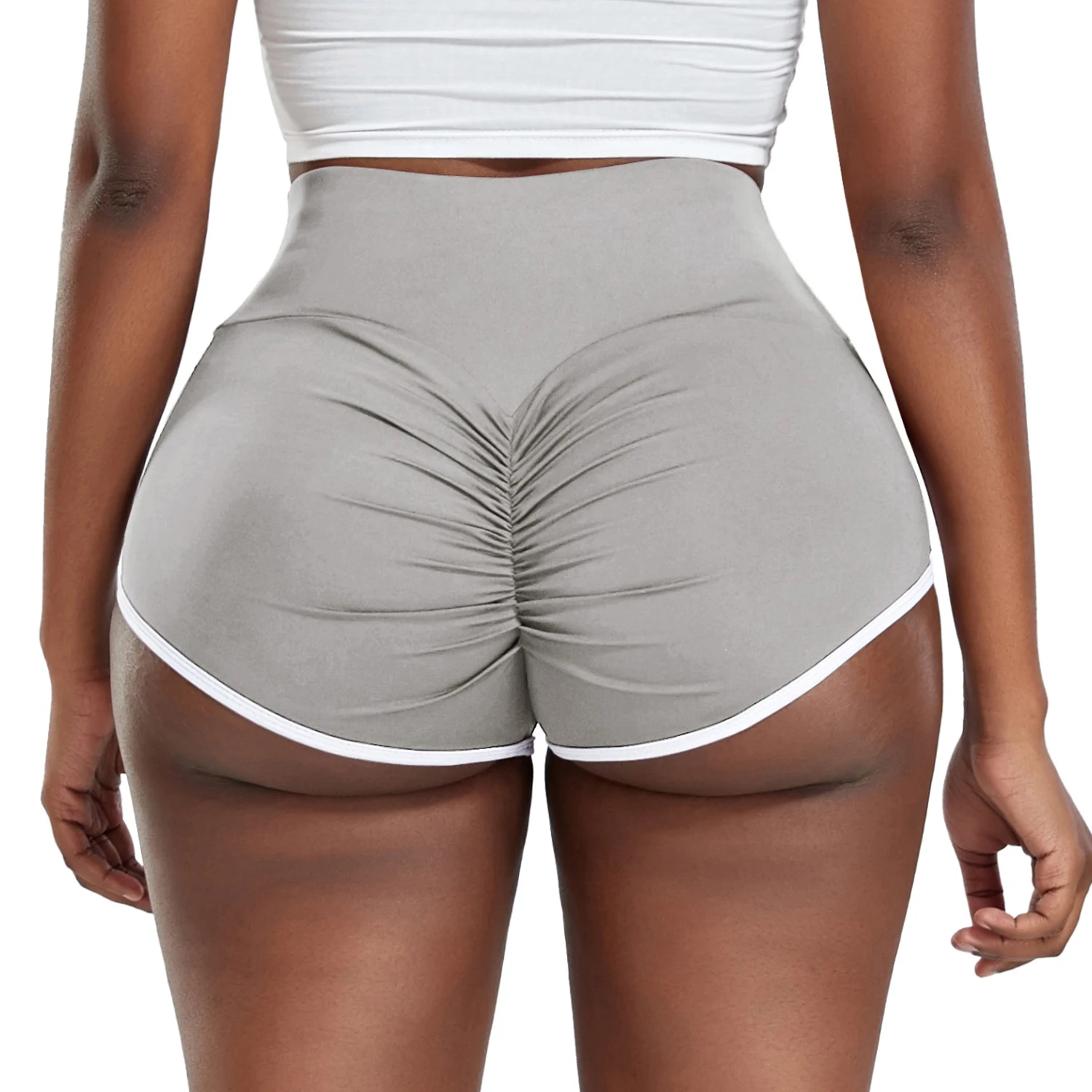 Description Picture 3 of itemHigh Waist Sexy Booty Shorts Women Push Up Spliced White Side Leggings Gym Jogging Cycling Breathable Yoga Wear Female Clothing