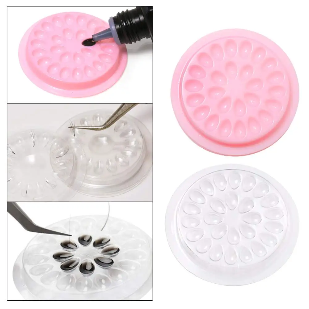 Description Picture 5 of itemPlastic Eyelash Glue Holder Pink Blue Disposable Flower Shaped Glue tray Pad Pallet for Grafting Eyelash Extension