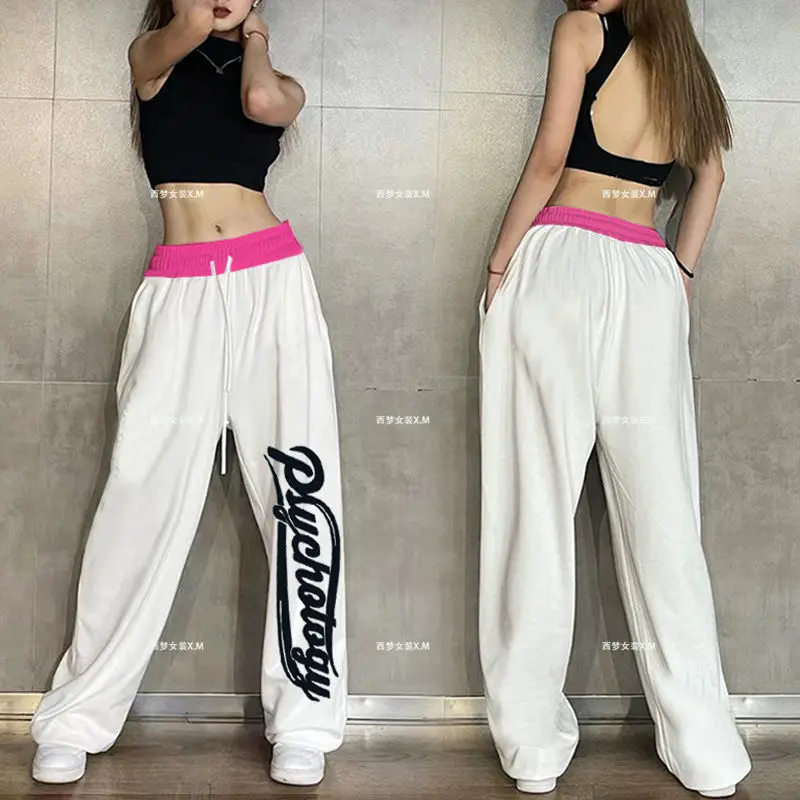 Description Picture 4 of itemHip Hop Women Casual Dance Sweatpants Spring Autumn Streetwear Fashion Elastic High Waist Loose Cotton Jogging Sports Trousers