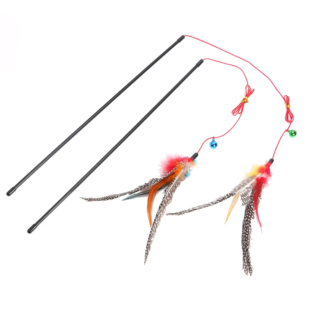 Handheld Kitten Teaser Lightweight Feather Cat Wand Funny Wands Feather Teaser Odorless for Kitten Pet Cat Scratching