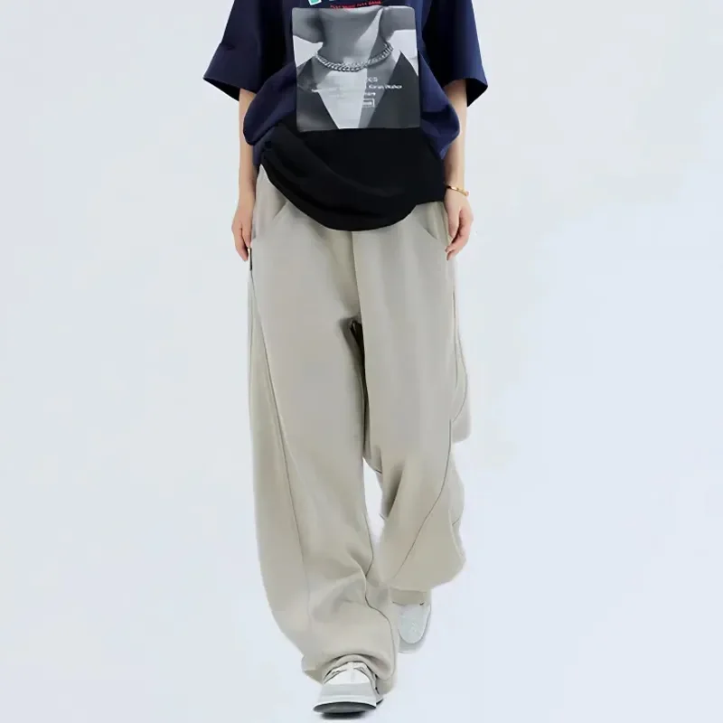 Description Picture 3 of itemZoki Fashion Bf Oversize Sweatpants Streetwear High Waist Women Loose Y2K Wide Leg Pants Korean Vintage Pockets Casual Trousers