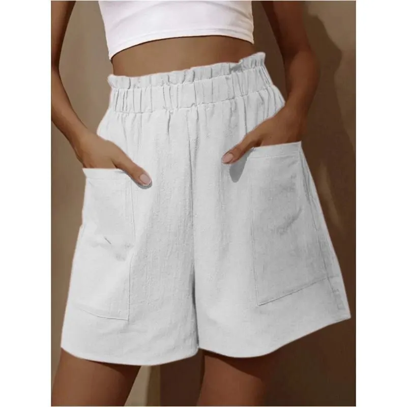 Description Picture 5 of itemEuropean and American women's cotton and linen flower bud high waist shorts fashionable large wide leg casual shorts