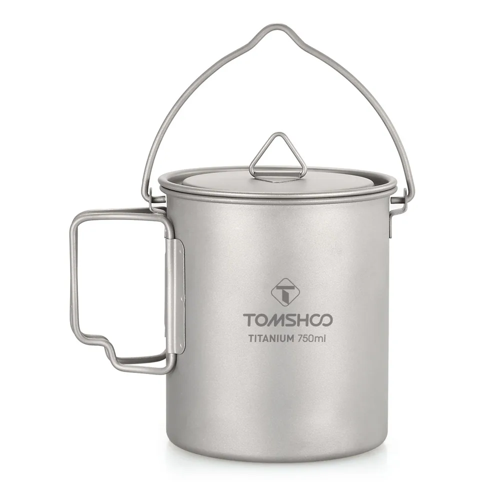 Description Picture 3 of itemTOMSHOO Ultralight 750ml Titanium Pot Portable Titanium Water Mug Cup with Lid and Foldable Handle Outdoor Cooking Equipment