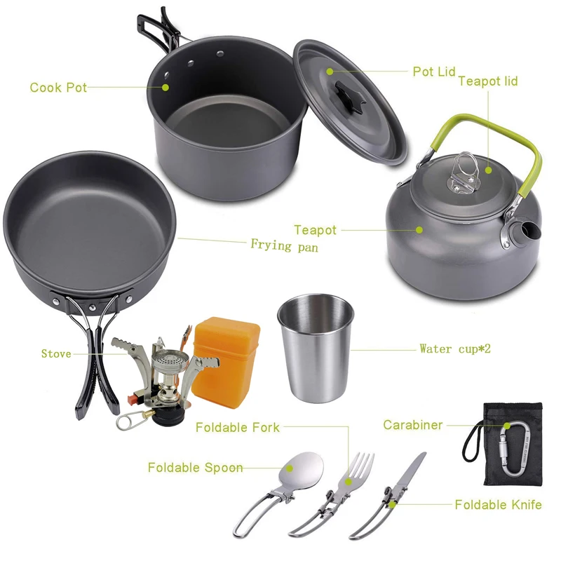 Description Picture 4 of itemCamping cooking set Camping Gear Outdoor stove teapot Pan cup Accessories Portable Camping Equipment camper accessories kitchen