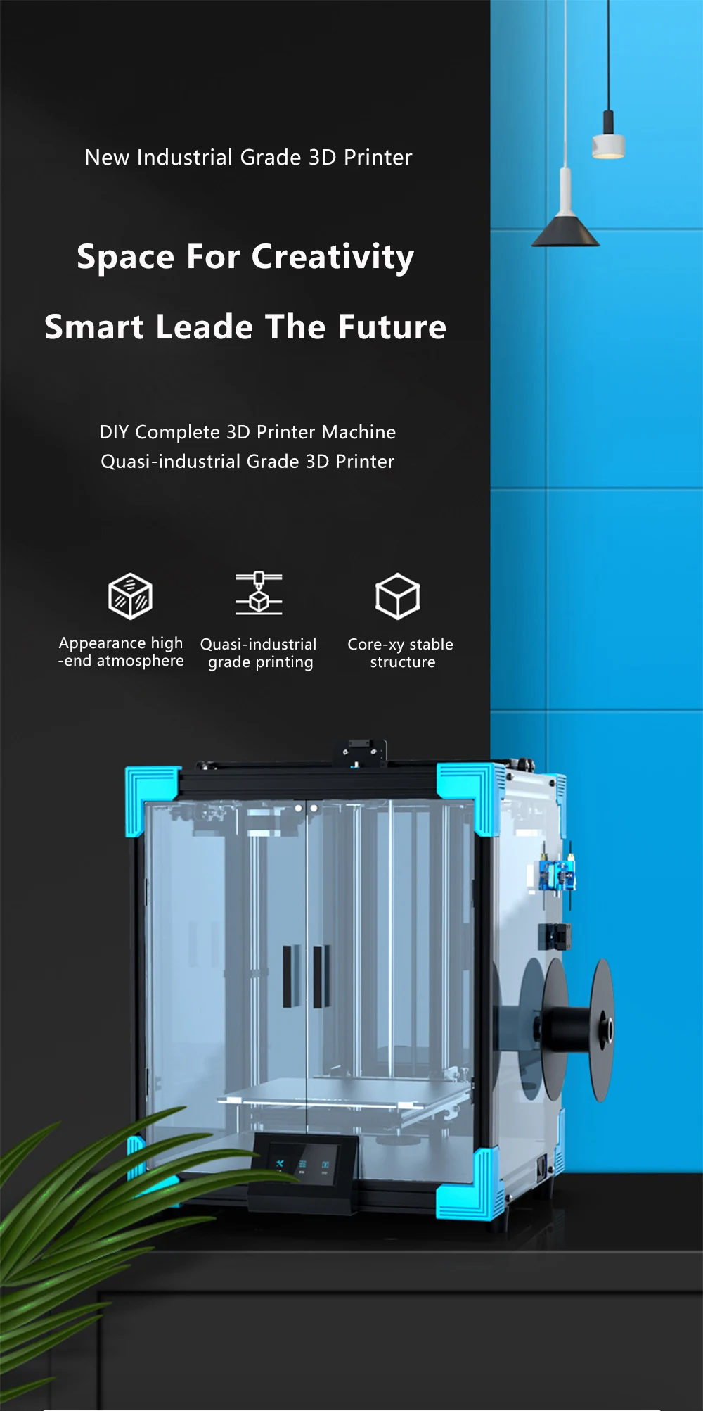 Description Picture 2 of item4.3 inch Touch screen Fast Printing Speed and High Presicion 3D Printer Core XY Direct Drive Extruder 250*250*400mm 3d Machine
