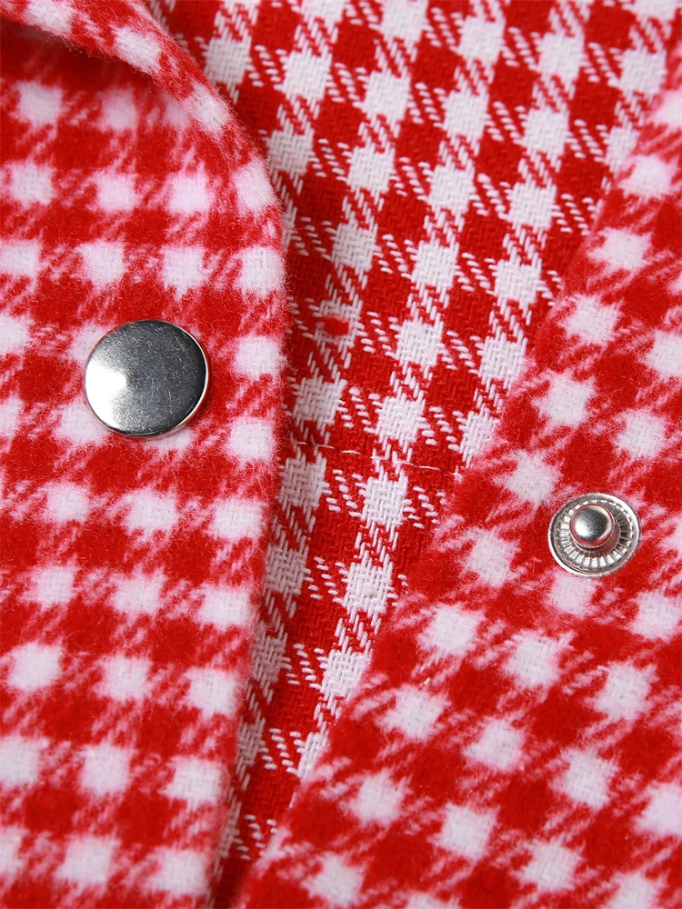 Description Picture 5 of itemNibber Plaid Print Turn-down Collar Jacket Women Casual letter splicing loose Marajuku Coat femal Fashion Hipster Top streetwear