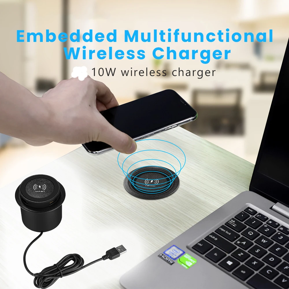 18W Wireless Charger Furniture Desktop Embedded Fast Wireless Charger For Iphone 11 X Samsung S10 Table Office Phone Charger