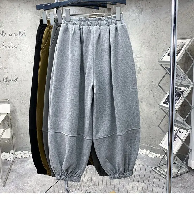 Deeptown Vintage Oversized Black Harem Pants Women Grey Sweatpants Harajuku Streetwear Fashion Trousers Casual Loose Fall Winter