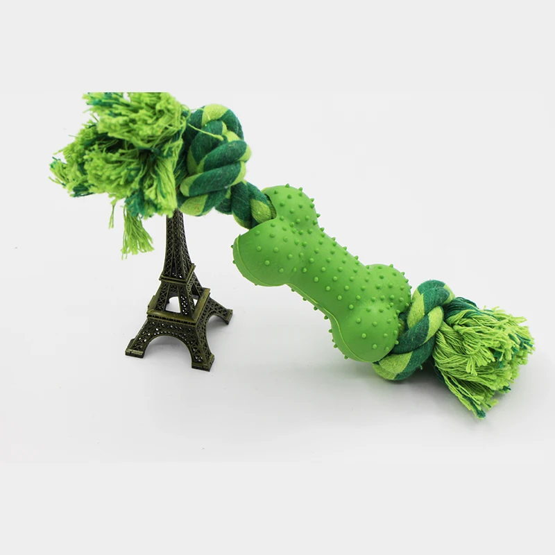 Description Picture 4 of itemPet Chew Toy TPR Plastic Bone Dog Toys Clean Up Puppy Tartar Molar Teeth Handmade Cotton Rope Robust Bite Resistant Dogs Product