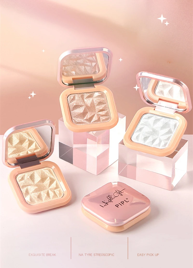 Description Picture 2 of itemGold Pink White Diamond Highlighter Powder Glitter Palette Face Contour Brighten Makeup Single Color Shimmer Illuminate Cosmetic