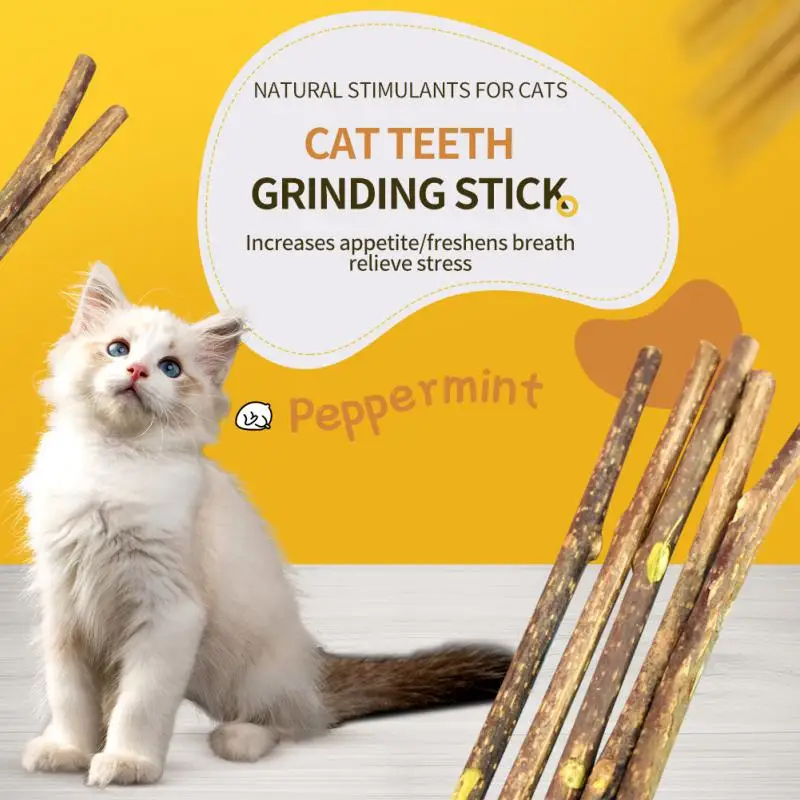 Natural Catnip Pet Cat Molar Toothpaste Stick Pet Cat Kitten Chew Toys Stick Fruit Matatabi Cat Snacks Sticks Pet Cleaning Teeth