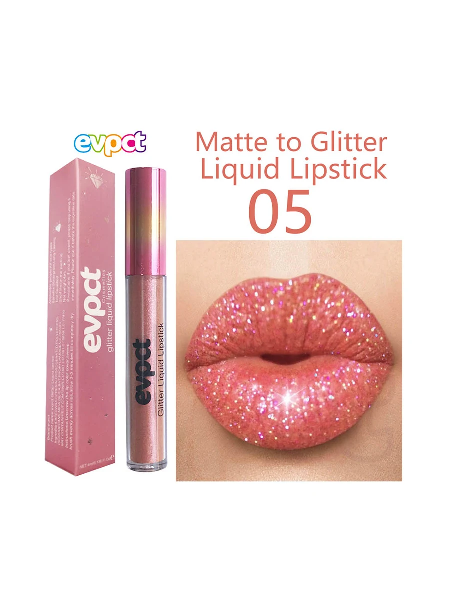 Description Picture 4 of itemDiamond Glitter Lip Gloss 15 Colors Matte-changing Waterproof Long Lastin Shimmer Shiny Illusion Natural Liquid Lipstick Makeup