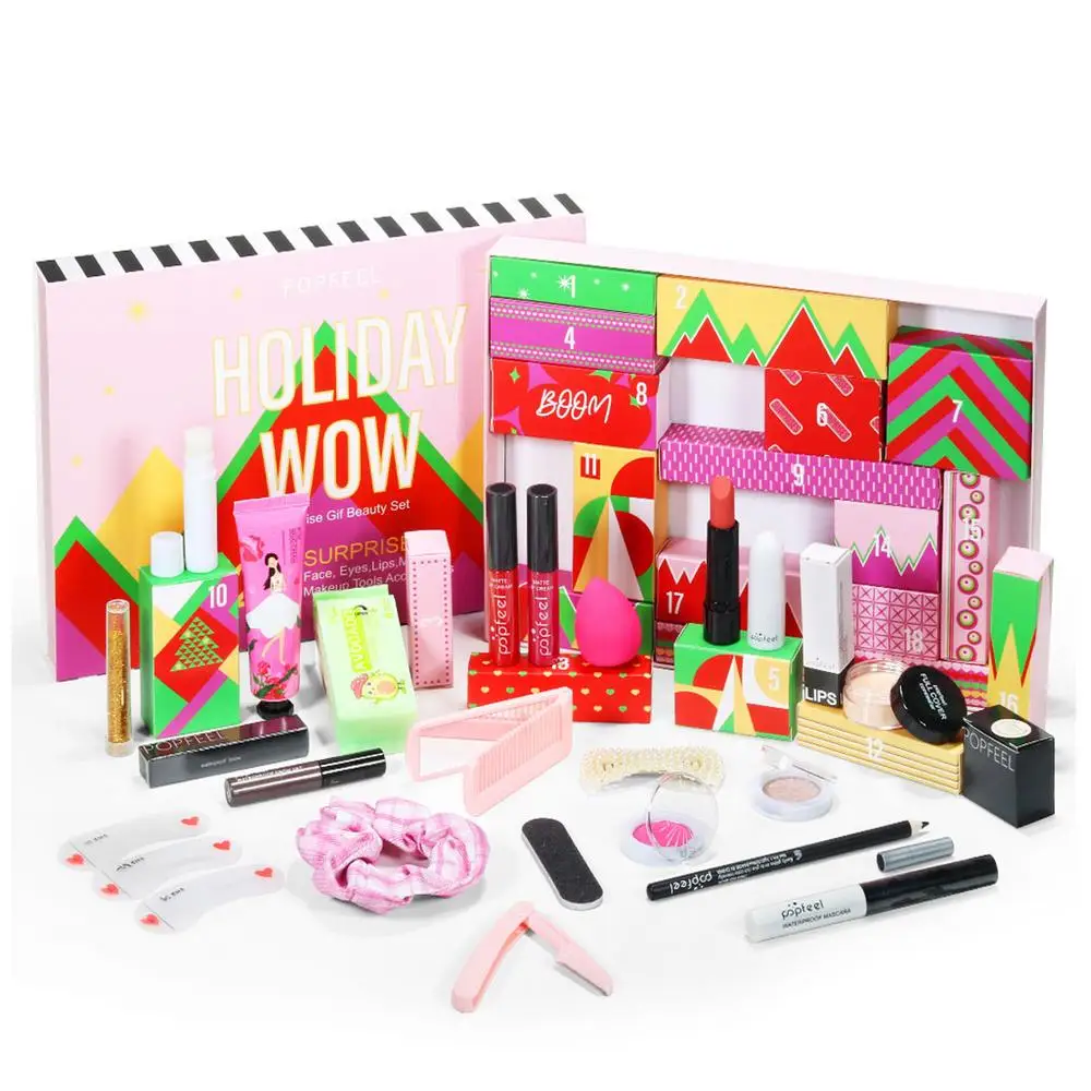 Description Picture 2 of item2022 Christmas Gift Boxes Advent Calendar Makeup Tools Gift Box Lipstick Eye Shadow Cosmetics Set Party Favors For Women Girls