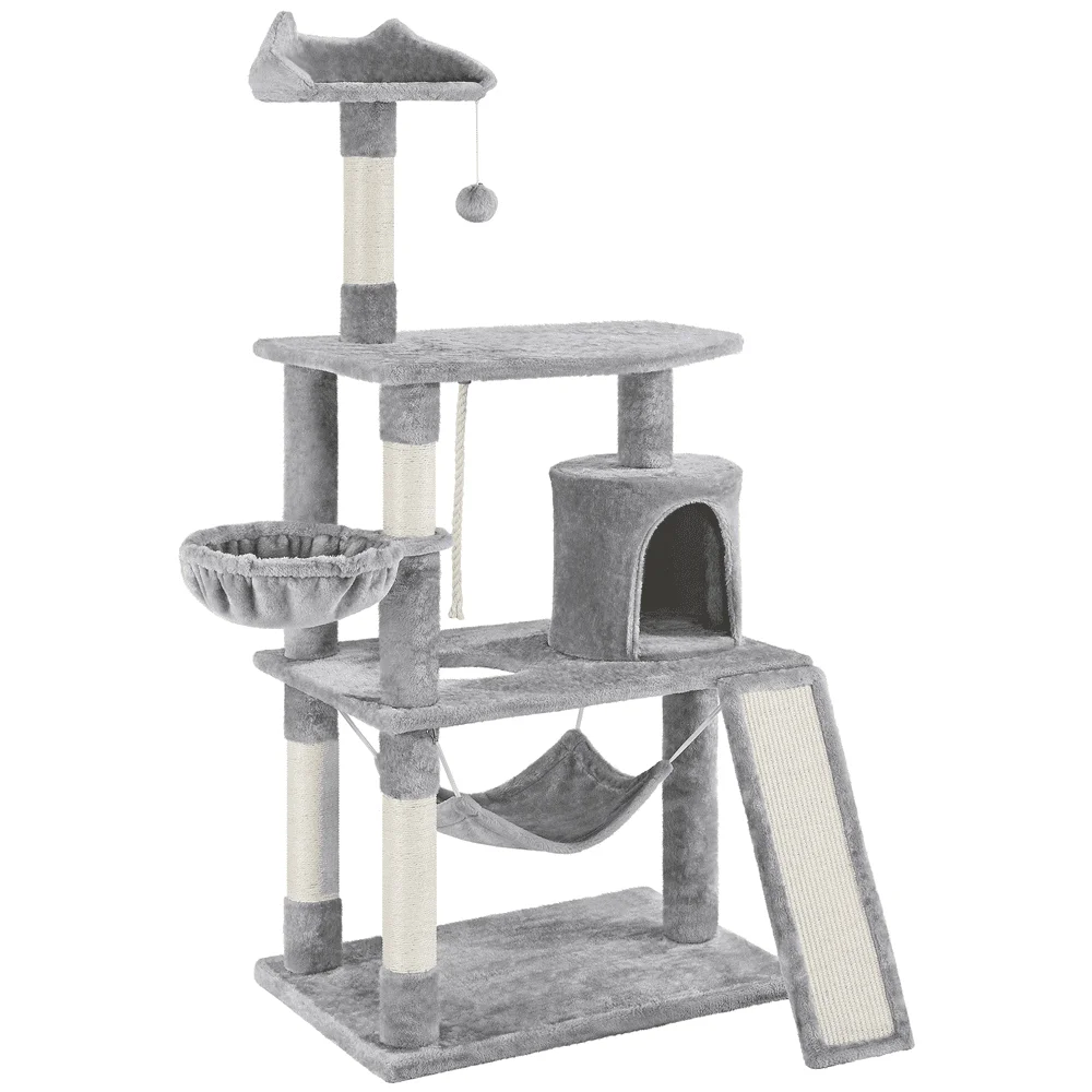 Description Picture 2 of item63.5''H Multi Level Cat Tree Condo with Scratching Post, Light Gray