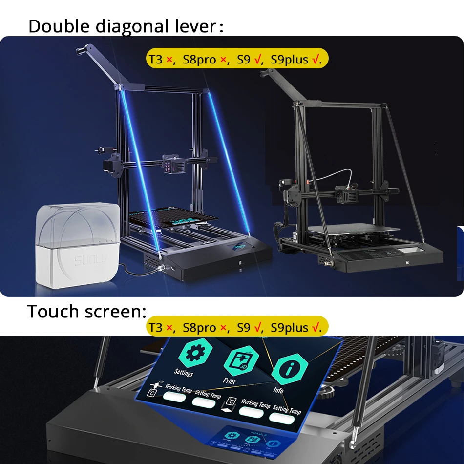 SUNLU 3D Printer T3 S8pro S9plus Filament Or Electrical Interruption Protection Slient Ptinting High Precision Easy Assembly