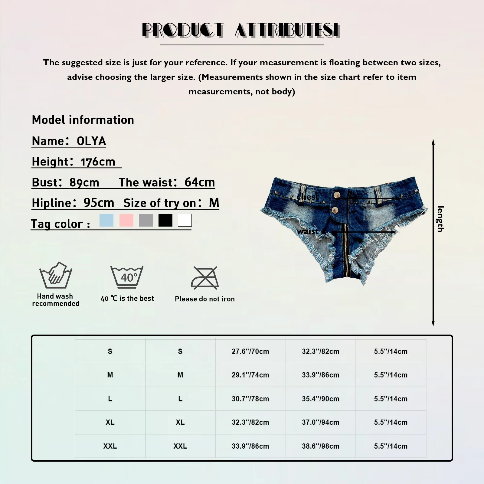 Erotic Women Zipper Crotch Denim Shorts Low Rise Hot Pants Jeans Mini Shorts Panties for Rave Festival Nightclub Pub Stage Show