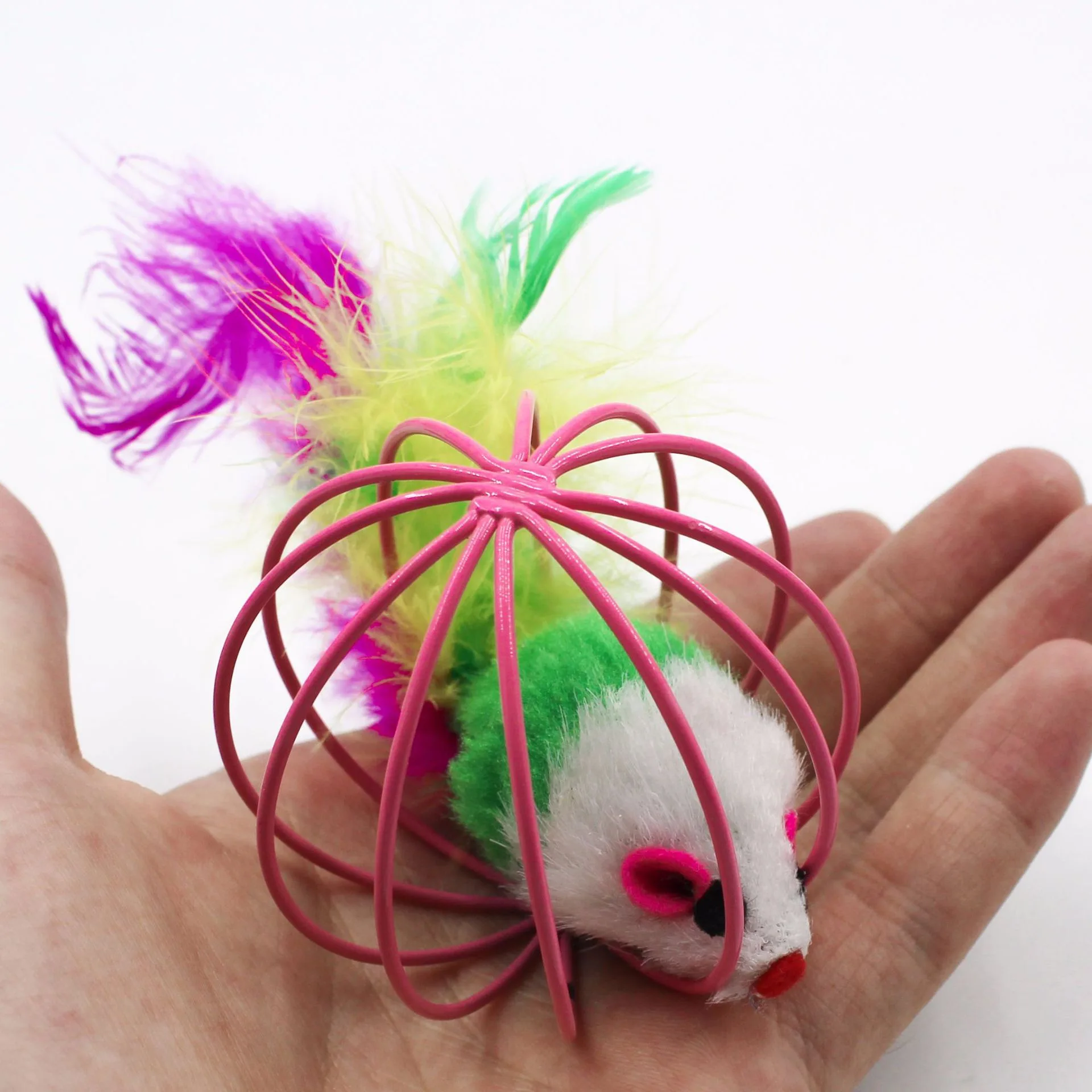 Description Picture 4 of item3pcs color random Cat Toy Caged Rat Stuffed Toys Random Color Kitten Catcher Toy Dog Funny Plaything Plush Mouse in Cage Interac