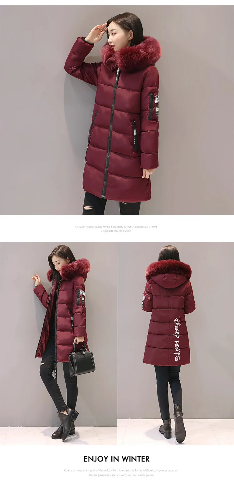 Description Picture 5 of itemParka Women 2023 Winter Coats Long Cotton Casual Fur Hooded Jackets Women Thick Warm Winter Parkas Female Overcoat Coat