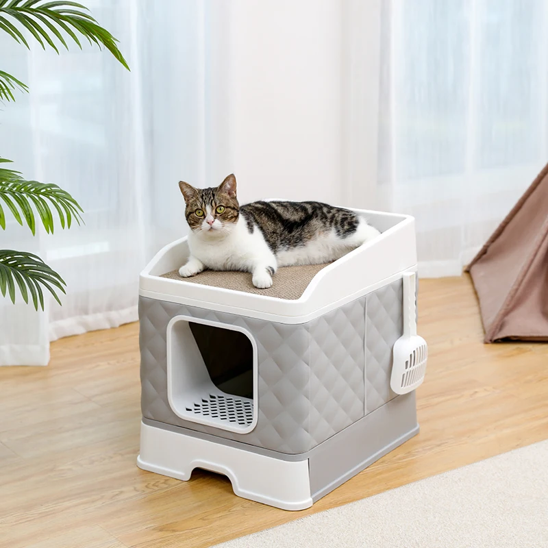 Pet Cat Nest House Villa Box Wear-resistant Kitten Puppy Sporting Scratching Board Cat Toilet Litter Pan Pet Cats Accessories
