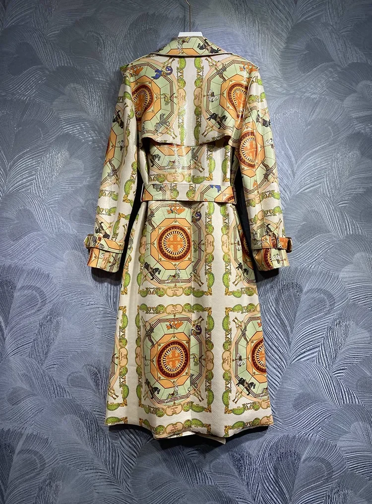 Description Picture 3 of itemSeifrmann 2023 Winter Women Fashion Runway Trench Coats Long Sleeve Belt Vintage Printed Loose Elegant Ladies Coats Overcoat