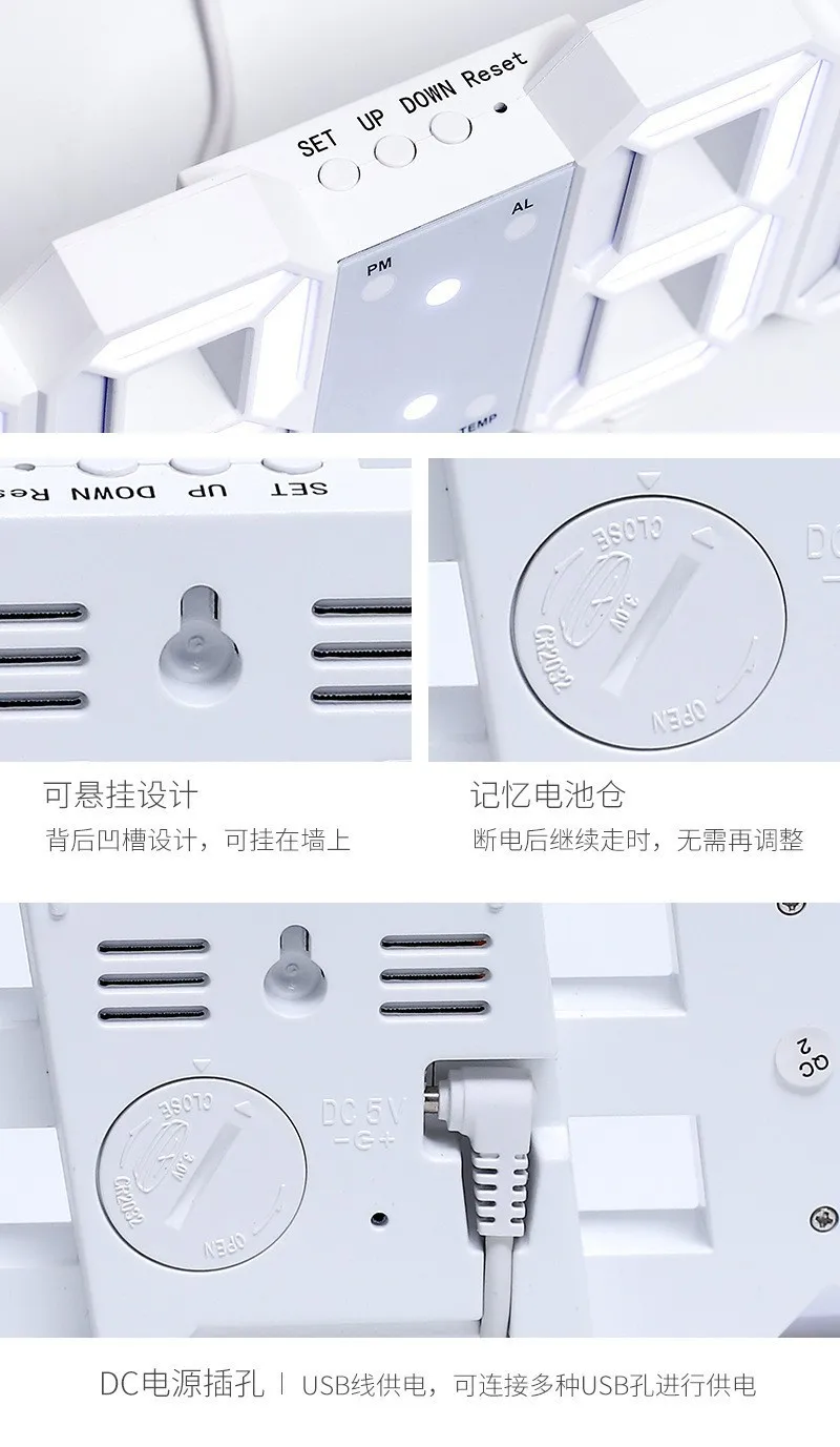 Description Picture 5 of itemDigital Wall Clock Desk Clock Electronic Alarm Clock Modern Home Decoration Decoration for Bedroom Home Decor Interior Led Table
