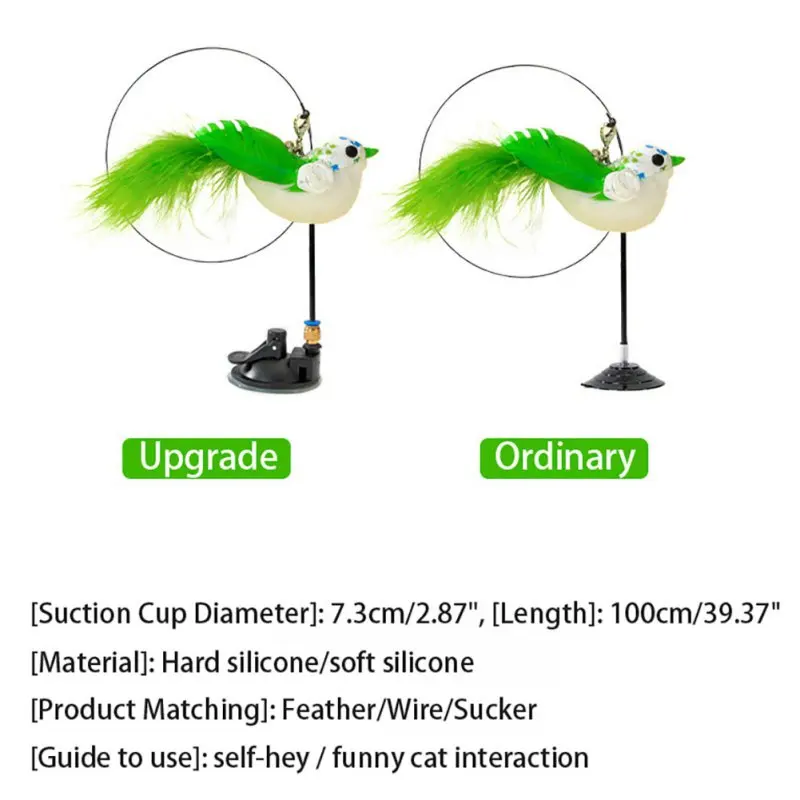 Description Picture 5 of itemHandfree Bird/Feather Cat Wand with Bell Powerful Suction Cup Interactive Toys for Cats Kitten Hunting Exercise Cat Toys
