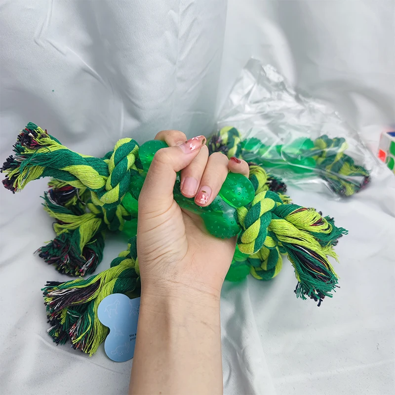 Description Picture 4 of item1pc 25cm Pet Supply High Quality Pet Dog Toys Soft Plastic Bone Shape Rope Puppy Teath Cleaning Outdoor Fun Training Chew Toys