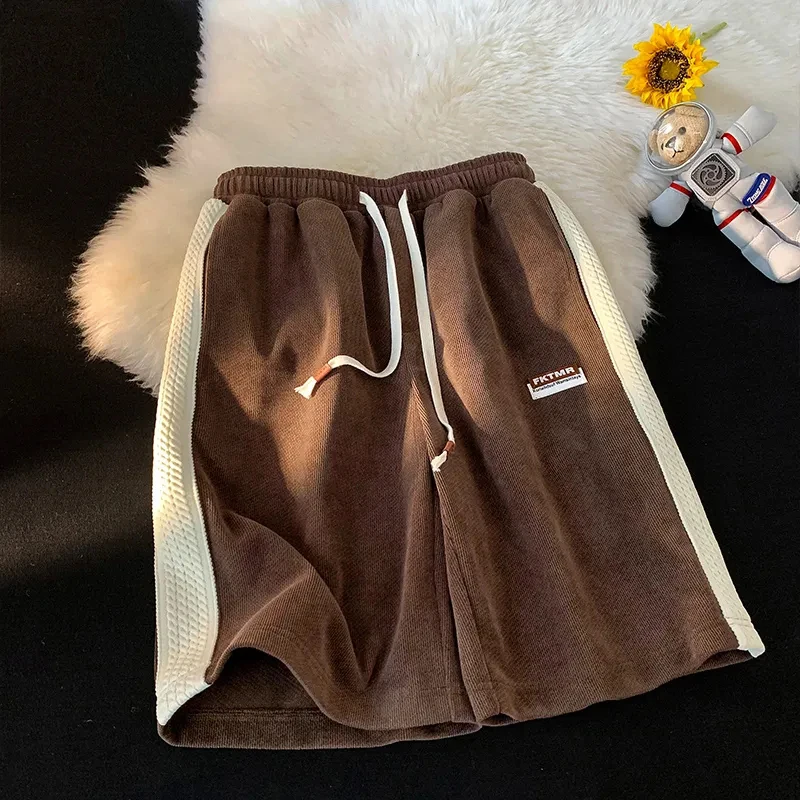 Description Picture 4 of itemJmprs Summer Women Sports Shorts Fashion Patchwork Striped Sweat Shorts High Waist Loose Student Shorts