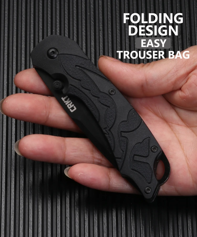 CRKT 7116 Moxie EDC Folding Pocket Knife Military Ourdoor Combat Knives, 3.22'' Black Blade Edc Forces Hunter Multi Hand Tool