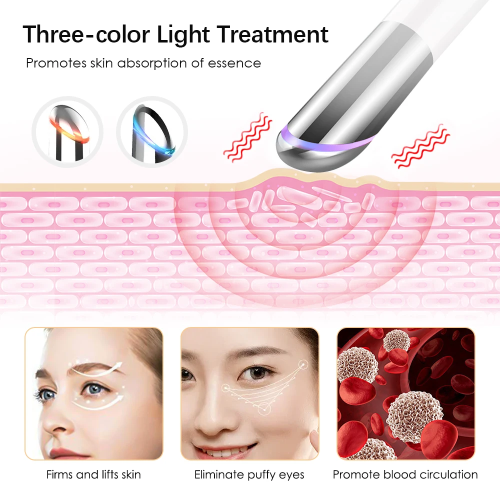 Description Picture 2 of itemIPL Vibration Eye Massager Anti Dark Circle Blue Light Disinfection Dredge Lymph Glands Anti Wrinkle Pen Hot Compress Beauty