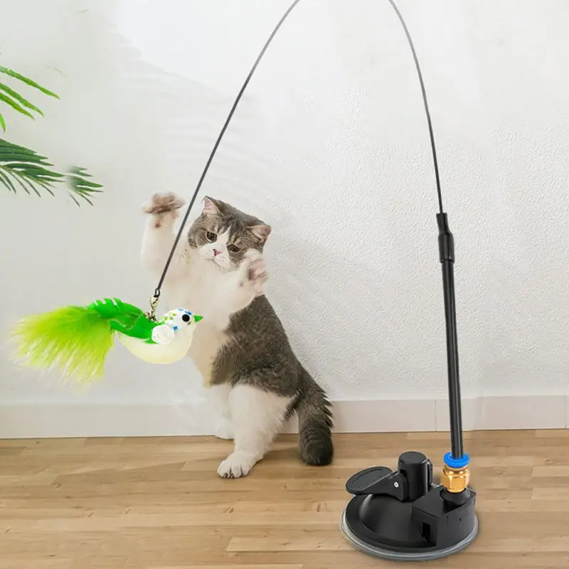 Description Picture 4 of itemHandfree Bird/Feather Cat Wand with Bell Powerful Suction Cup Interactive Toys for Cats Kitten Hunting Exercise Cat Toys