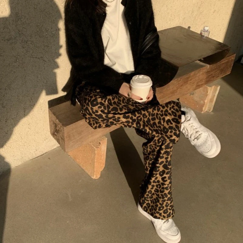 Description Picture 6 of itemLucyever Fashion Leopard Women's Pants 2022 Summer Casual Elastic High Waist Wide Leg Pants Woman Streetwear Hip-Hop Trousers