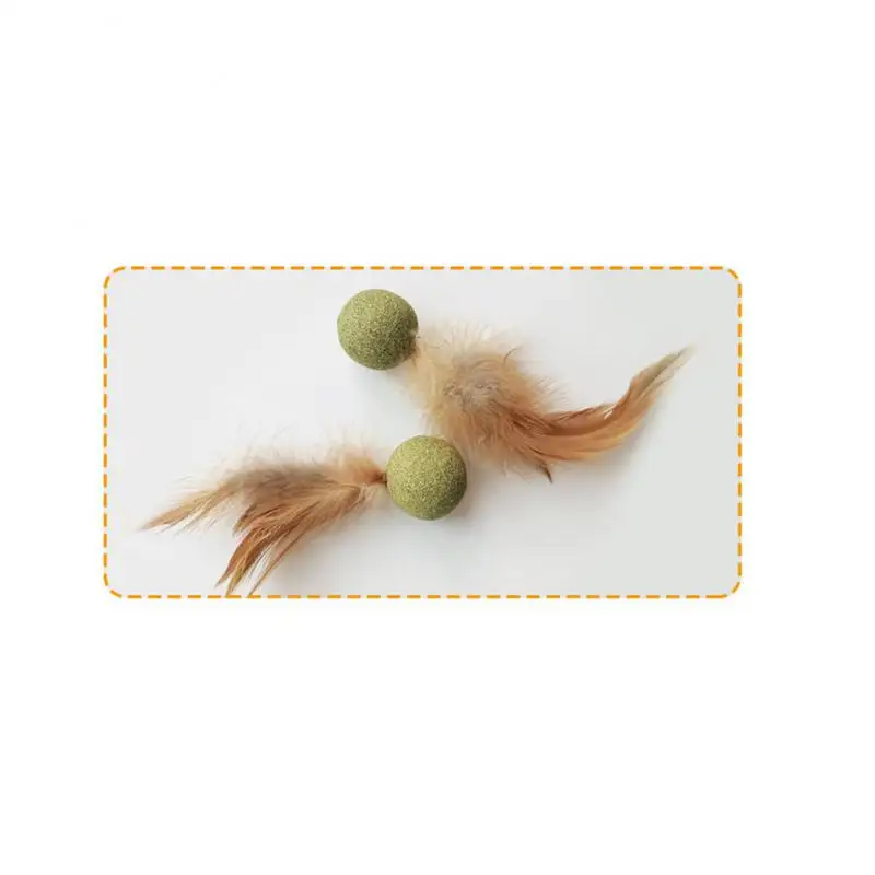 Feather Toy Catnip Ball Teeth Cleaning Hair Removal Ball Cat Snack Funny Interactive Cat Grass Health Stomach Pet Cat Supplies