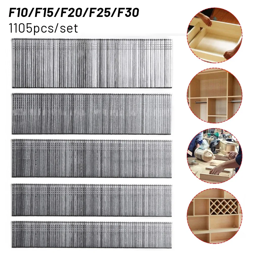 Description Picture 3 of item1105pcs F15/F20/F25/F30 Straight 10/15/20/25/30mm Brad Nails For DIY Home Gardening Furniture Woodworking