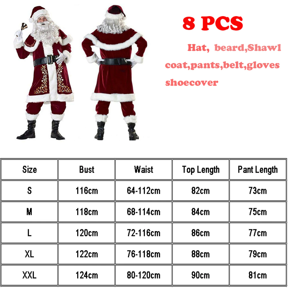 Description Picture 2 of itemMen`s Christmas Santa Claus Cosplay Long Sleeve 8pcs 