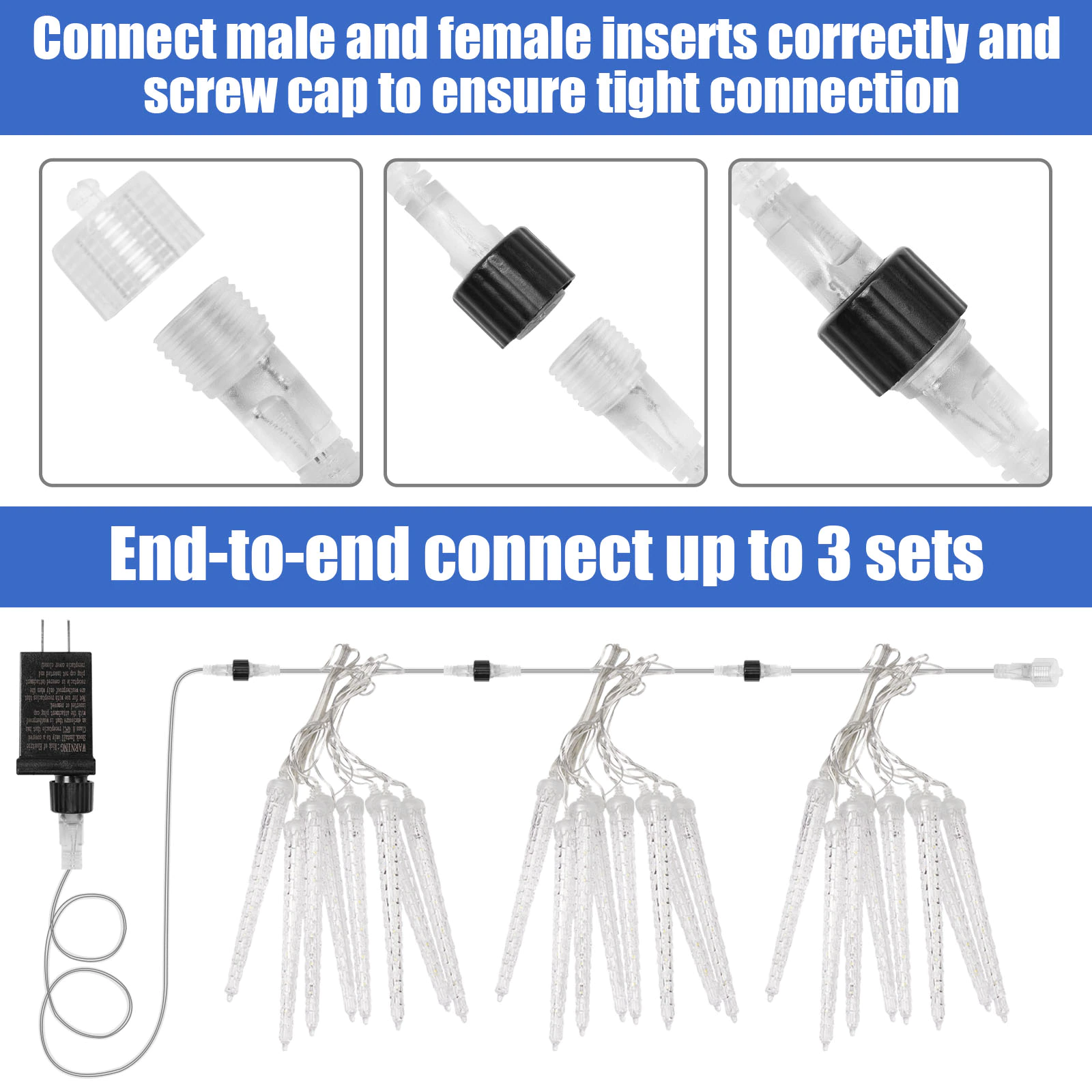 Christmas LED Hanging Icicle String Lights for Window Decor Outdoor