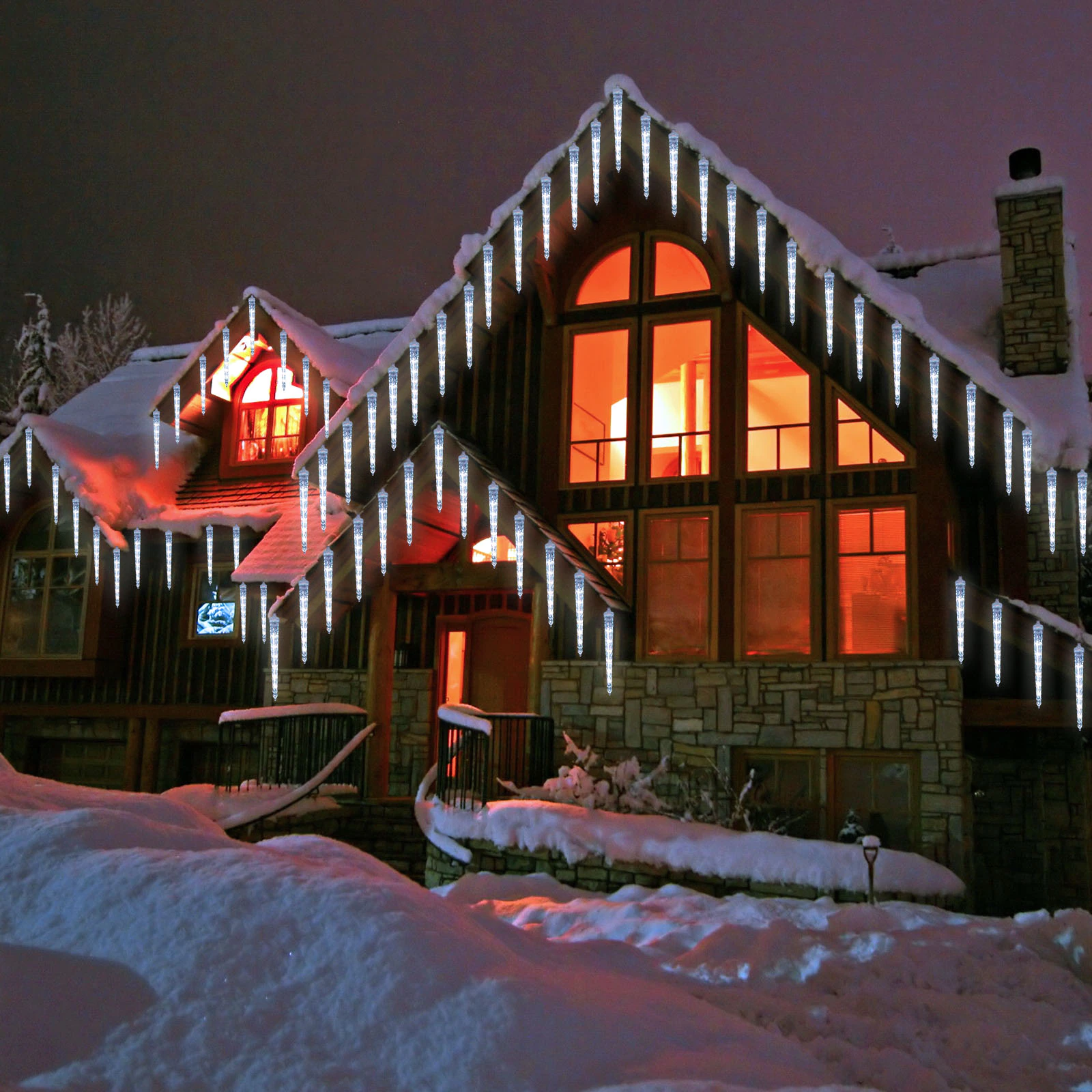 Christmas LED Hanging Icicle String Lights for Window Decor Outdoor