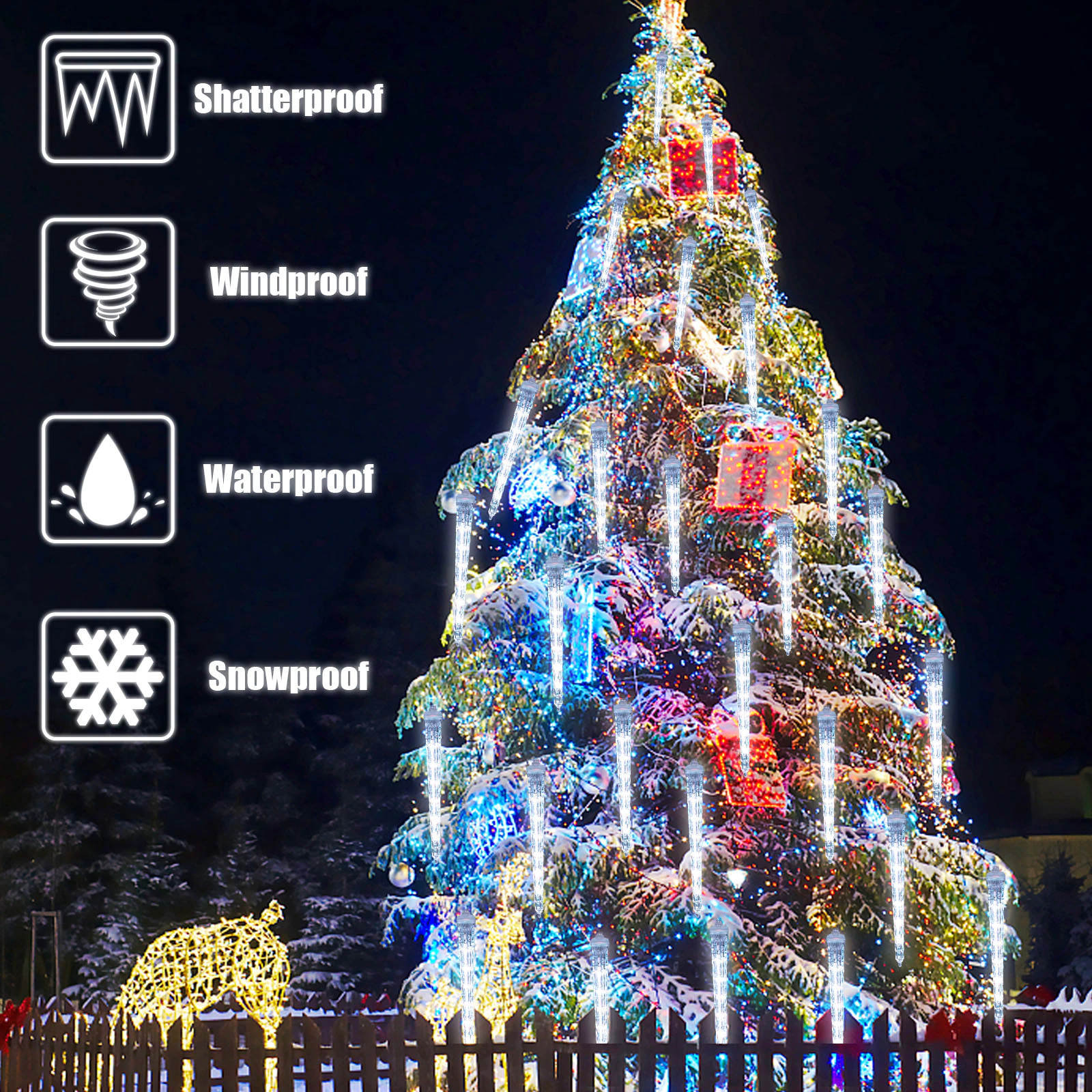 Christmas LED Hanging Icicle String Lights for Window Decor Outdoor