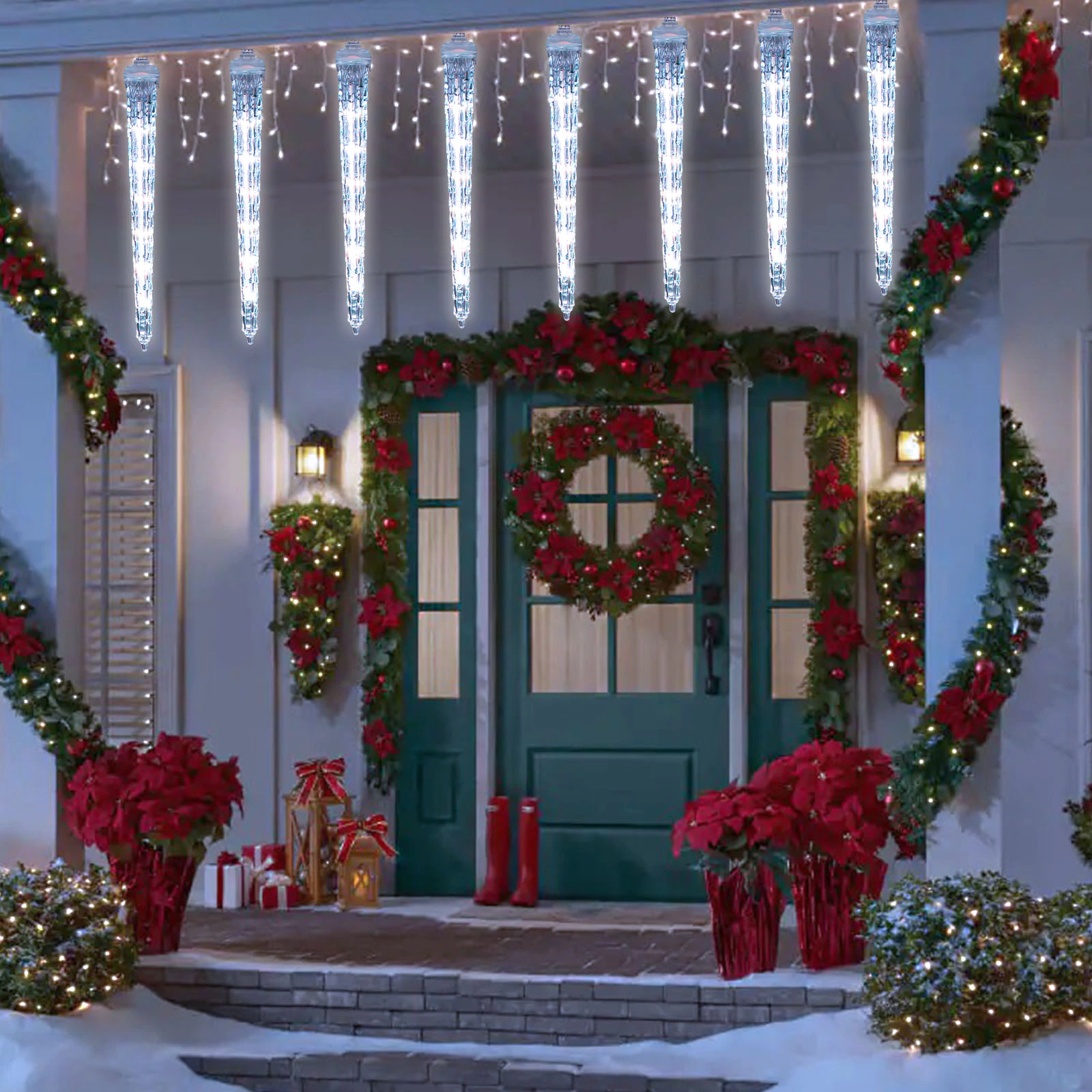 Christmas LED Hanging Icicle String Lights for Window Decor Outdoor