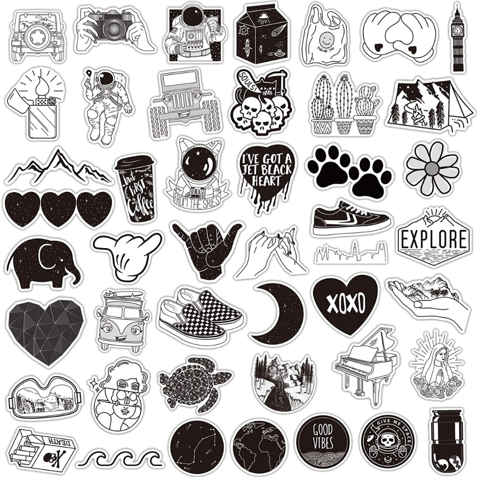 Black and White VSCO Stickers for Laptop(50PCS)