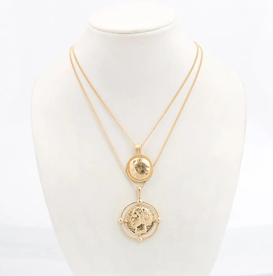 Description Picture 2 of item Punk Multi-Layer Lock Chain Necklace with Beads Pendant - Fashion Statement Jewelry for Women