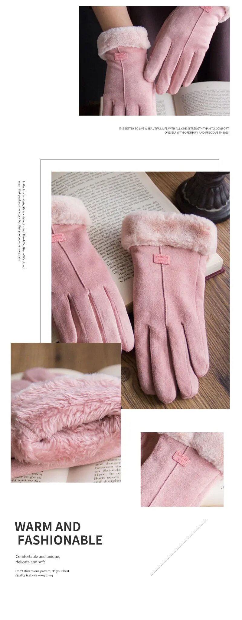 Description Picture 3 of itemCozy Furry Winter Gloves for Women - Stylish and Warm Full Finger Mittens