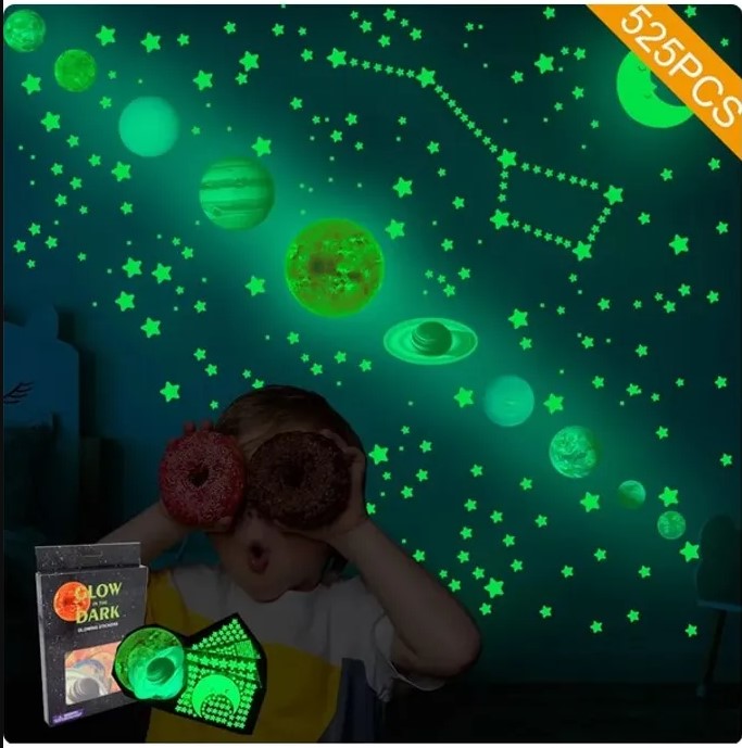 25PCS Boxed Luminous Nine Planets Wall Stickers for Kids' Bedrooms and Living Rooms