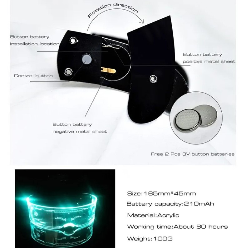 Description Picture 3 of itemLED Luminous Sunglasses Vintage Punk UV400