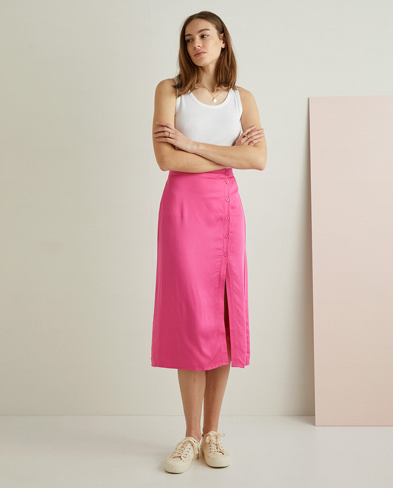 VISCOSE MIDI SKIRT WITH BUTTONS