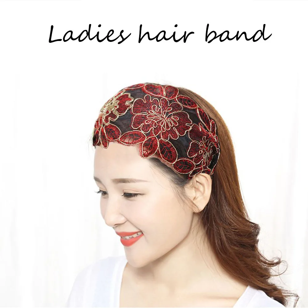 Vintage Summer Broadside Floral Printed Toothed Flower Hair Accessories Headband Hair Bands Head Hoop