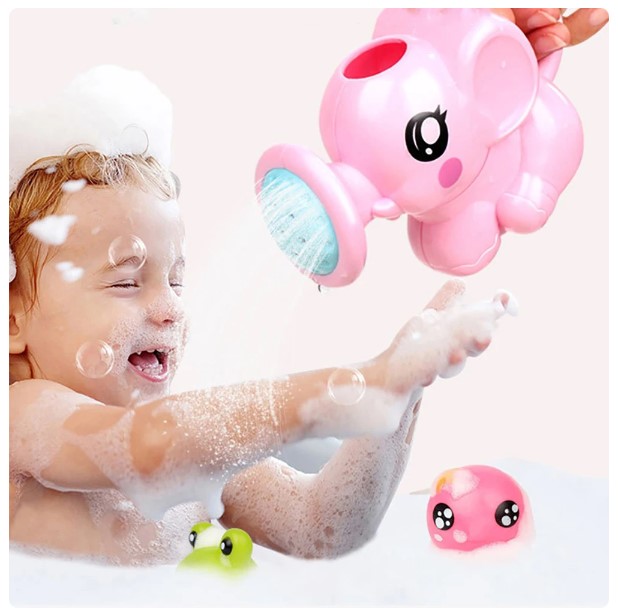 Kids Elephant Watering Pot Bath Toy - Cartoon Plastic Kettle for Bath and Shower Fun