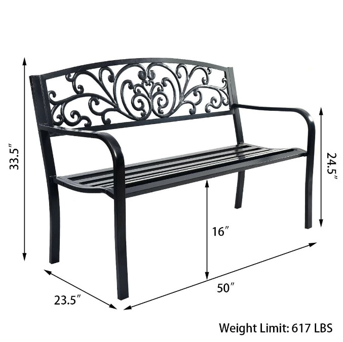 Goplus Costway 50'' Patio Bench Porch, Steel Frame