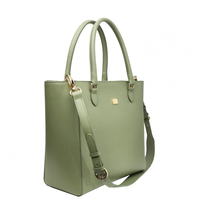 Women's leather handbag STAMPIA L NAPA OLIVE