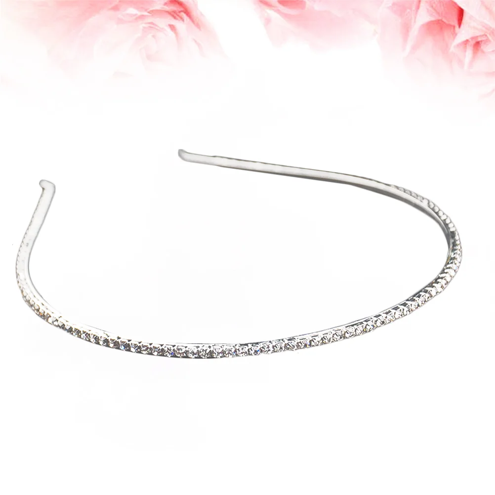 2pcs Women Crystal Alloy Hair Hoops Glitter Delicate Headband Hair Accessories for Party (Silver)